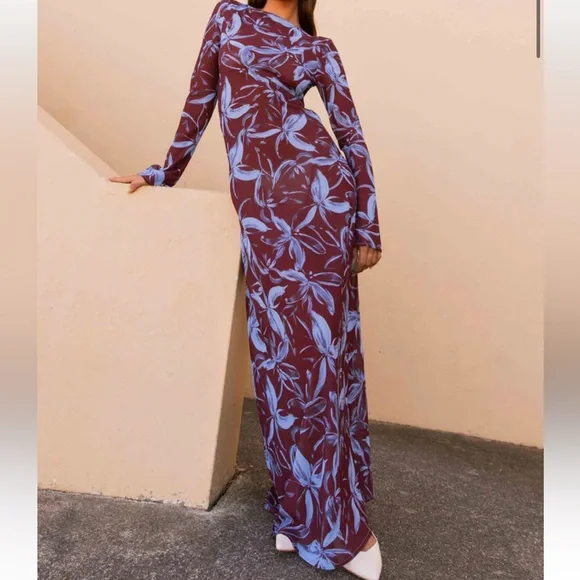 Peppermayo | Dresses | Peppermayo Lorde Maxi Dress Brown Purple Floral |  Poshmark